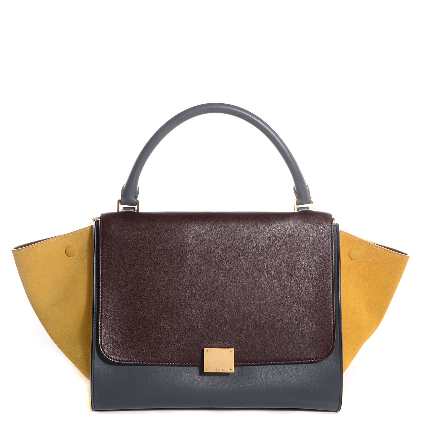 Smooth Calfskin Suede Medium Tri-Color Trapeze Yellow
