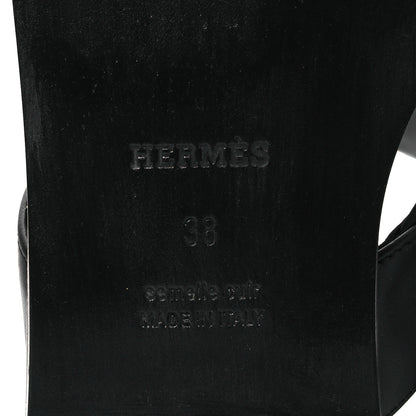 Hermes Calfskin Womens Ines Sandals 38 Black 8 of 14
