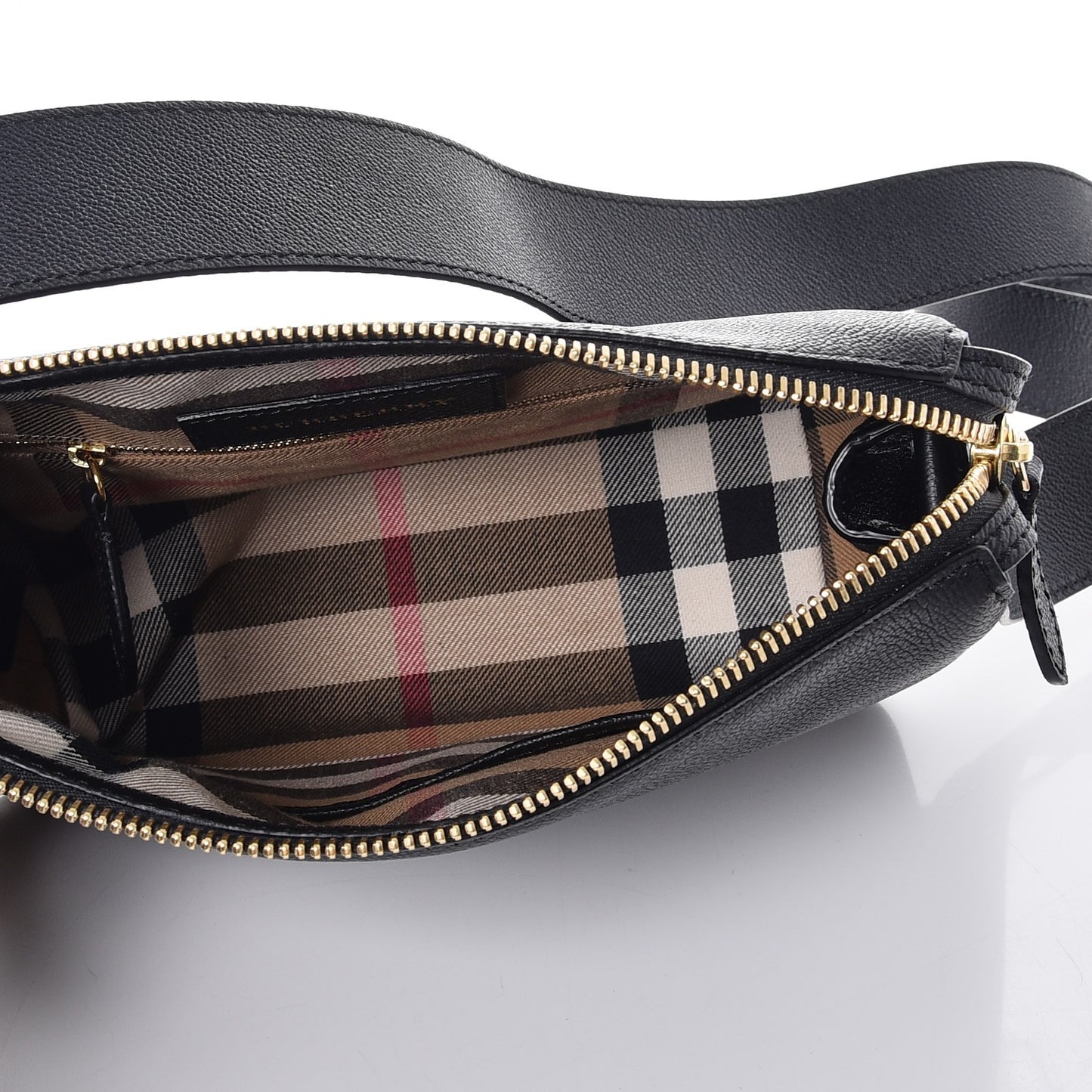 Soft Grain Calfskin House Check Small Helmsley Crossbody Black