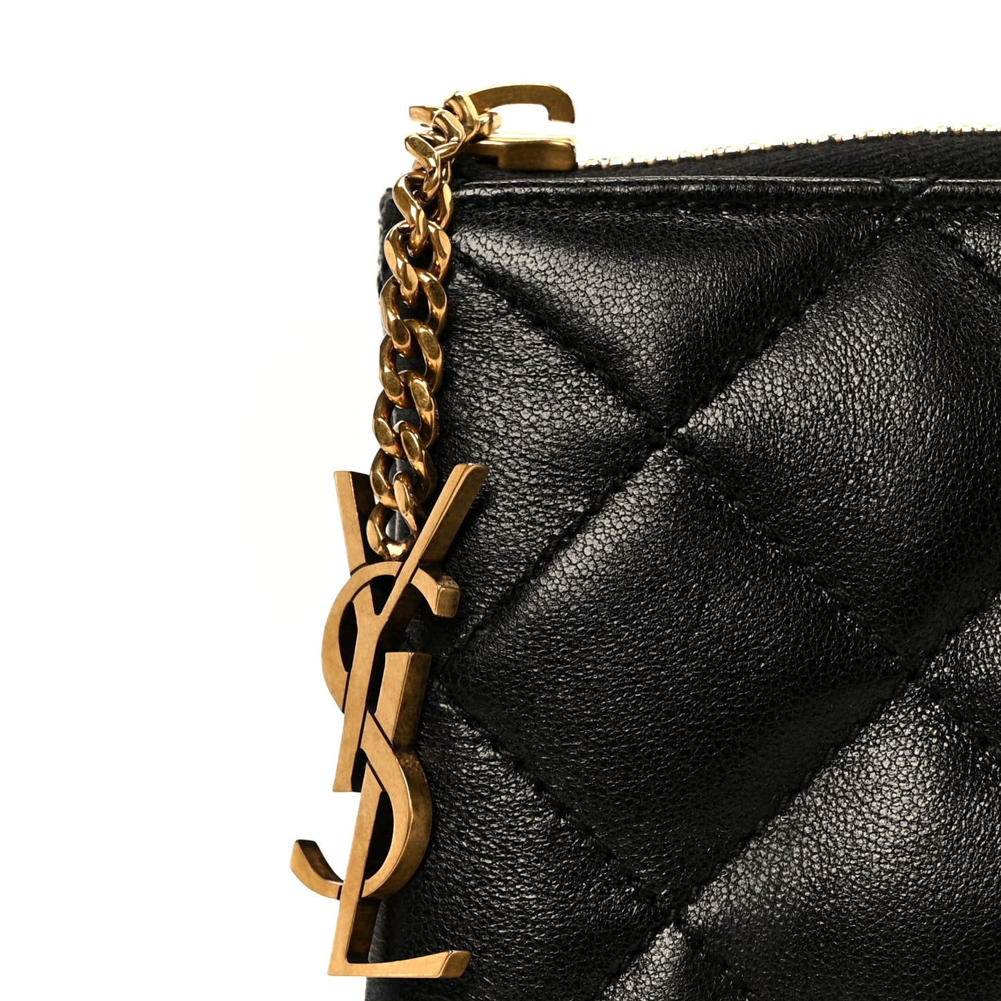 Lambskin Quilted Cassandre Cosmetic Pouch Black