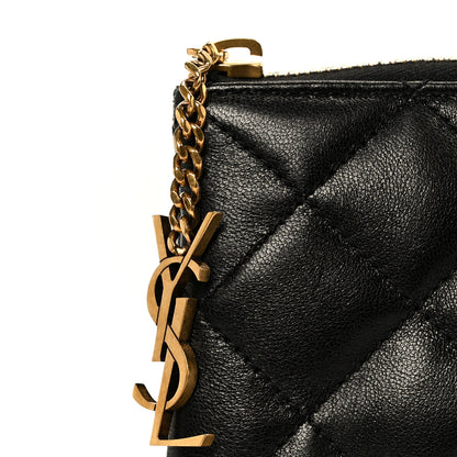 Saint Laurent Lambskin Quilted Cassandre Cosmetic Pouch Black 8 of 11