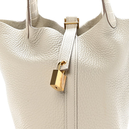 Hermes Taurillon Clemence Matte Alligator Picotin Lock Touch 18 PM Beton 8 of 13