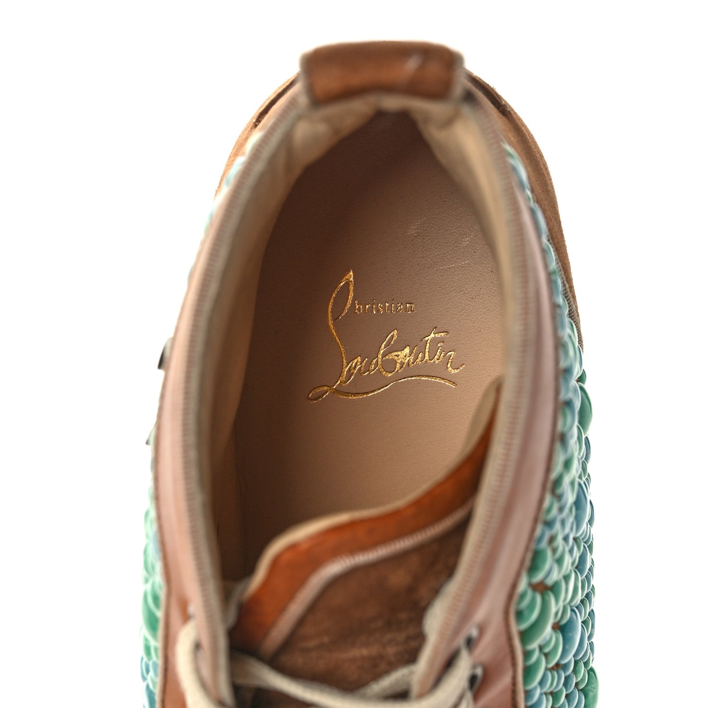 Calfskin Suede Minerom India Flat Sneakers 40.5 Turquoise