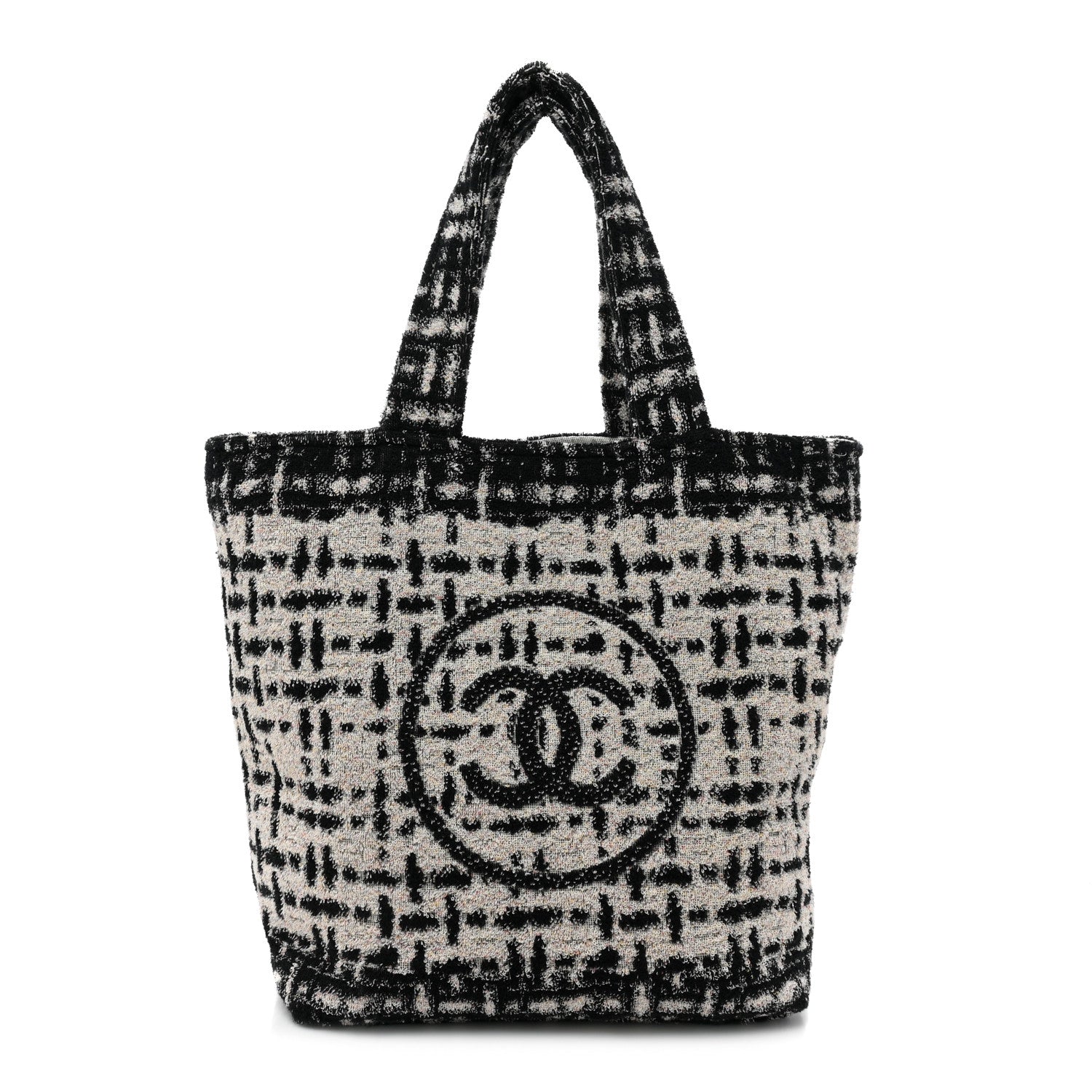 Chanel Terry Cotton CC Beach Tote Towel Set White Black 1 of 11