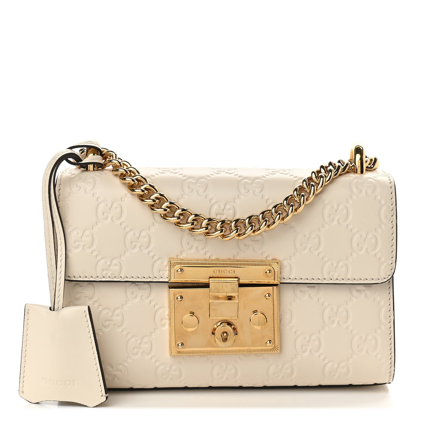 Guccissima Small Padlock Shoulder Bag White