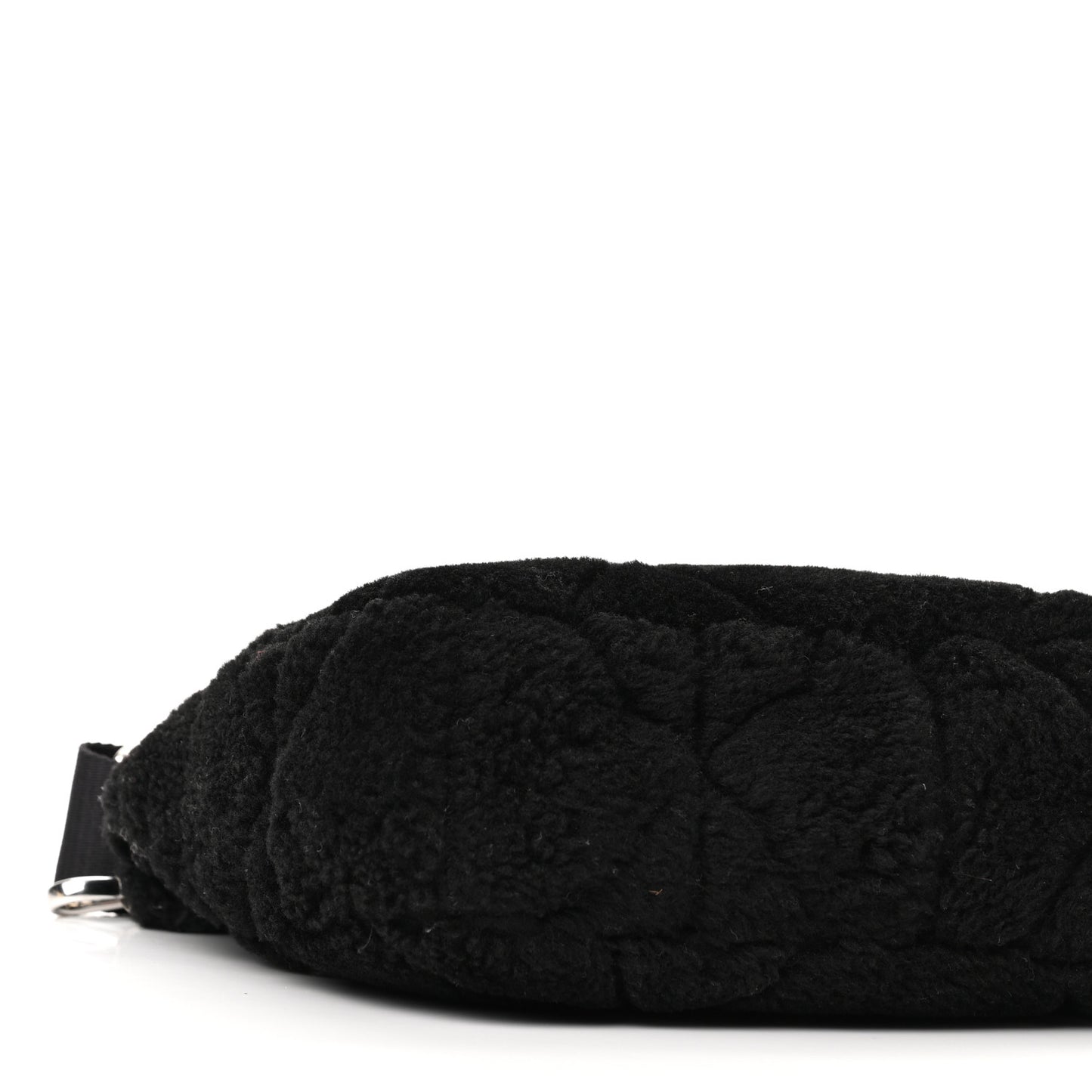 Shearling Nappa Triangle Quilted Patchwork System Shoulder Bag Black