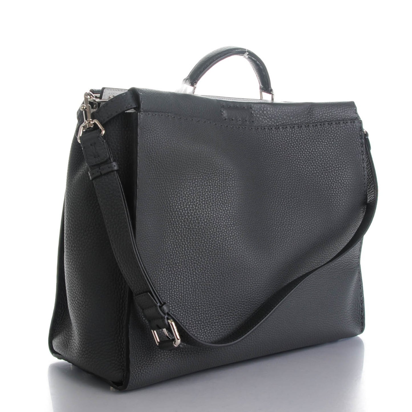 Calfskin Romano Lamb Fur Crocodile Selleria Monster Eyes Large Peekaboo Iconic Satchel Grey