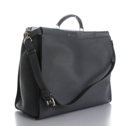 Fendi Calfskin Romano Lamb Fur Crocodile Selleria Monster Eyes Large Peekaboo Iconic Satchel Grey 3 of 10
