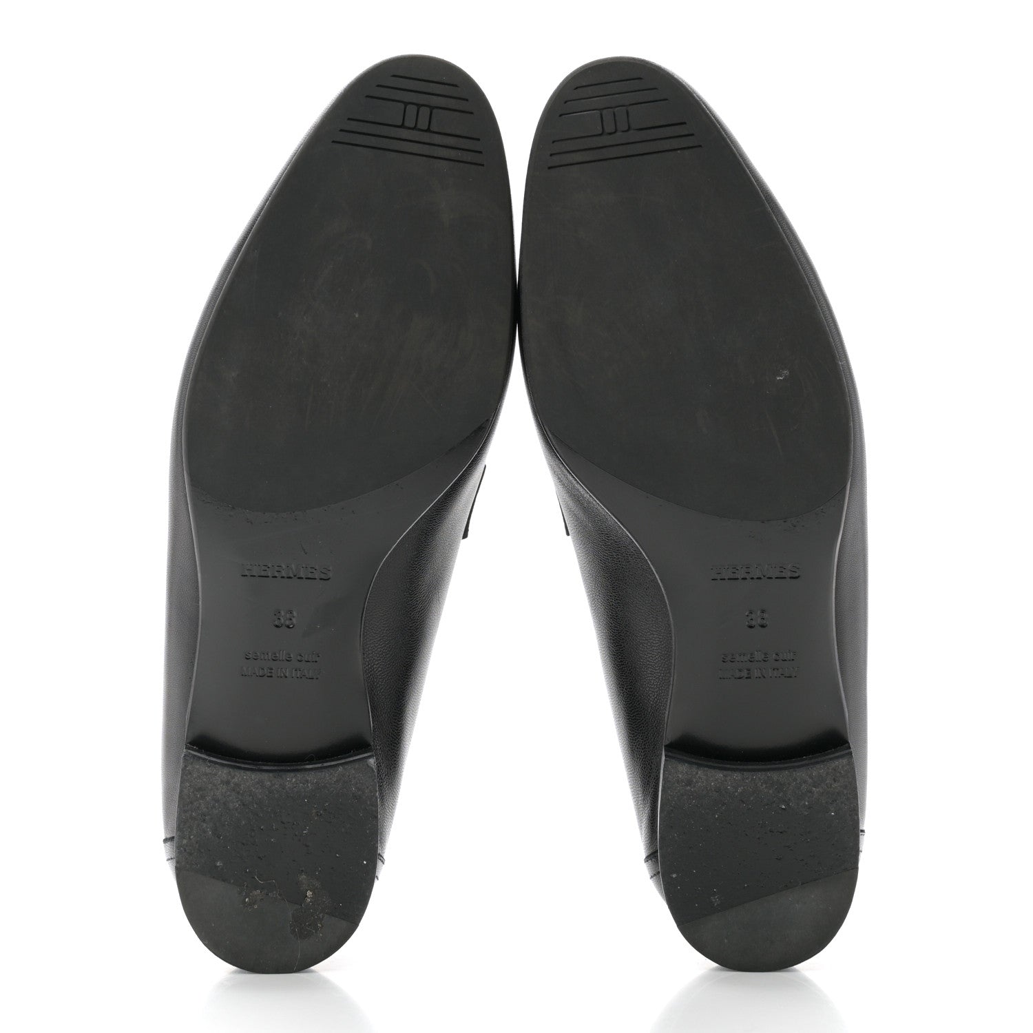 Hermes Goatskin Womens Royal Loafers 38 Black 5 of 9