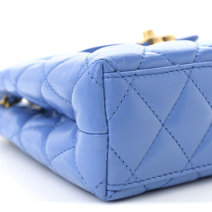 Chanel Shiny Aged Calfskin Quilted Nano Kelly Shopper Blue 9 of 11
