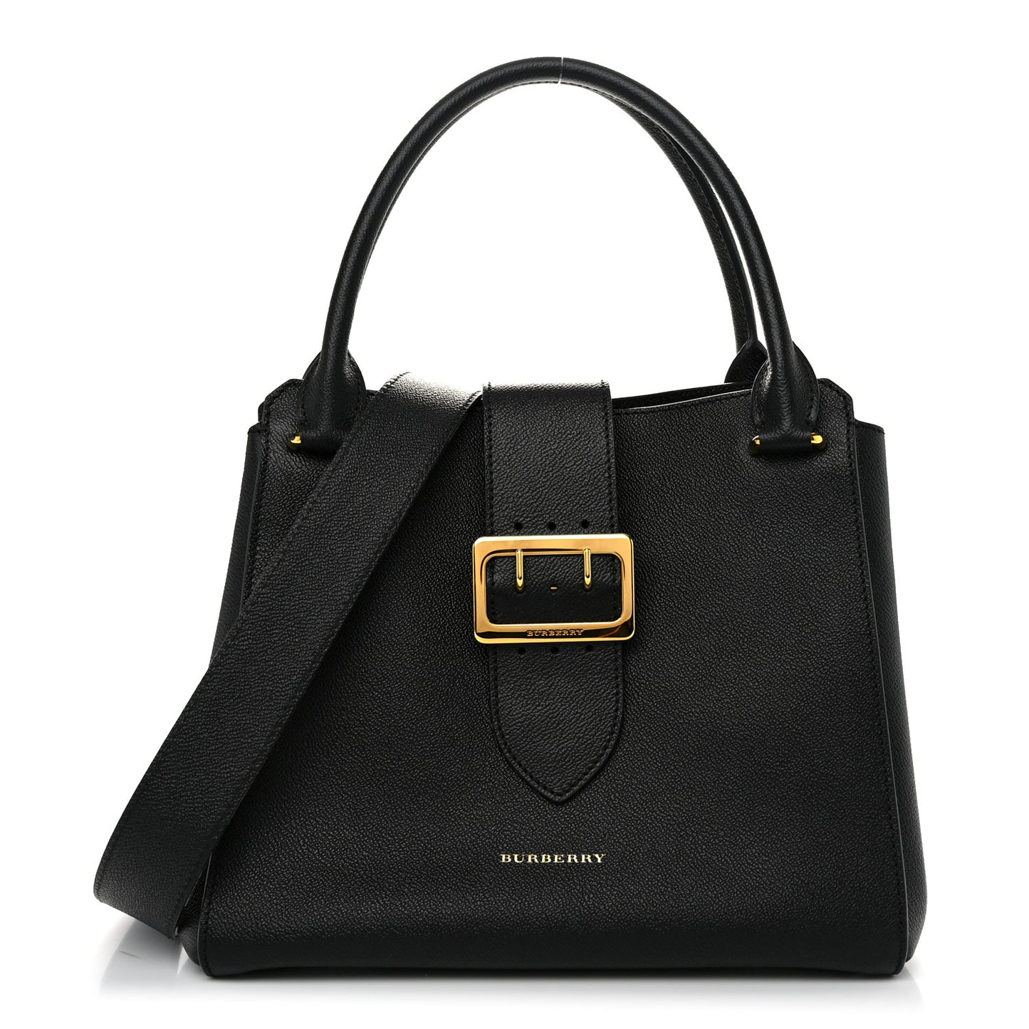 Soft Grain Calfskin Medium Buckle Tote Black