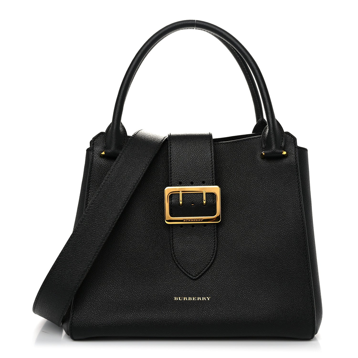 Burberry Soft Grain Calfskin Medium Buckle Tote Black 1 of 12