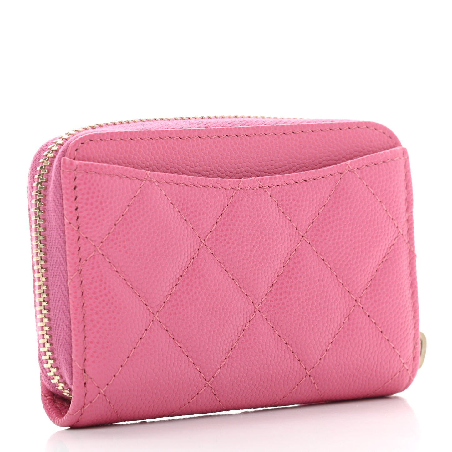 Caviar Quilted Zip Coin Purse Pink