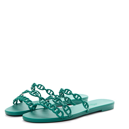 Hermes Rubber Chaine d'Ancre Rivage Sandals 38 Vert d'Ete 3 of 7