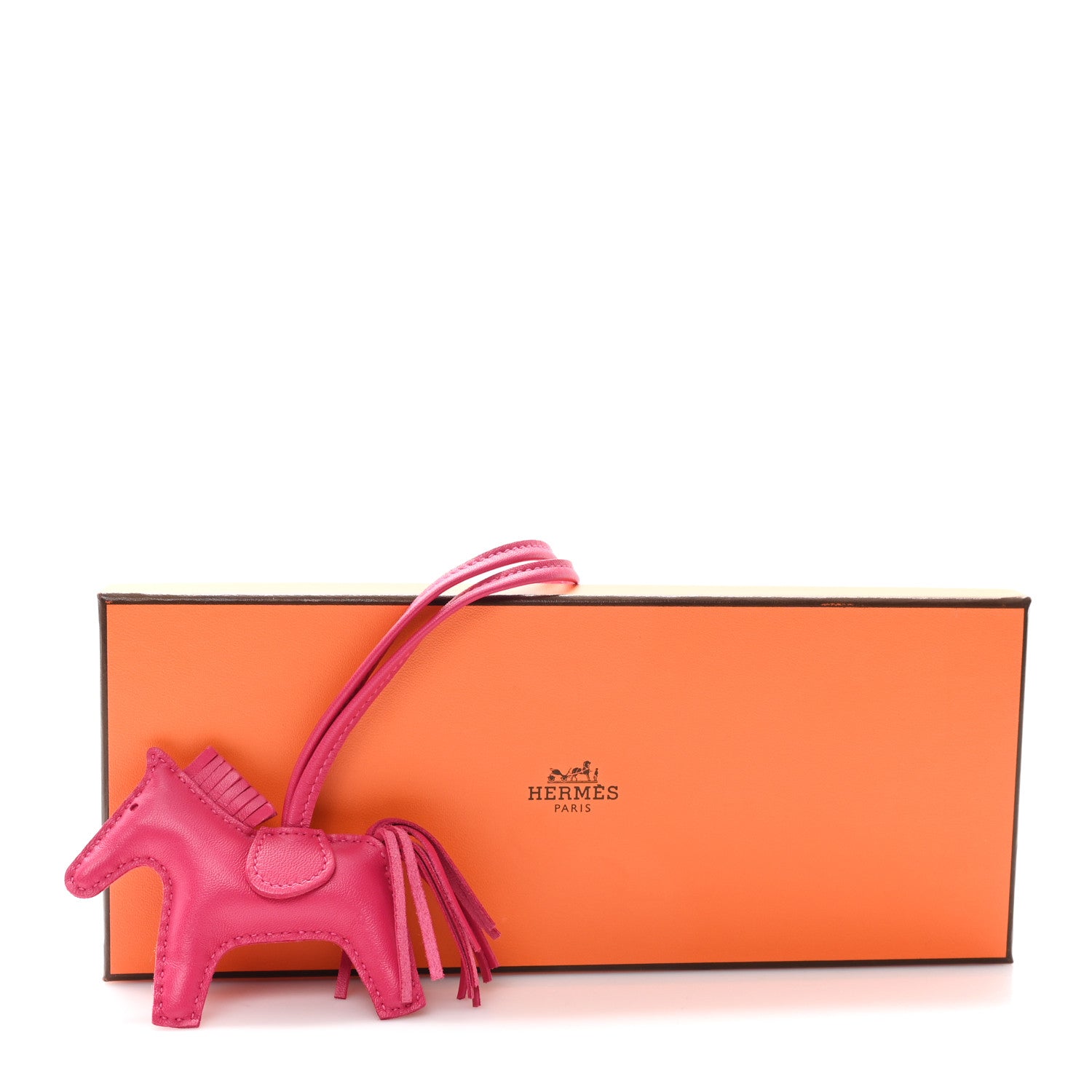 Hermes Milo Lambskin Grigri Rodeo Horse Bag Charm PM  Rose Mexico 4 of 4