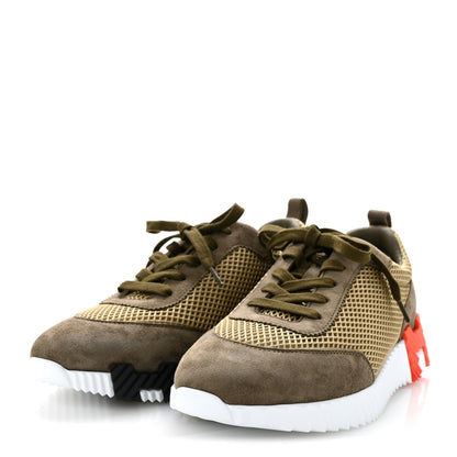 Hermes Air Mesh Suede Goatskin Bouncing Sneakers 40 Vert Toundra 4 of 10