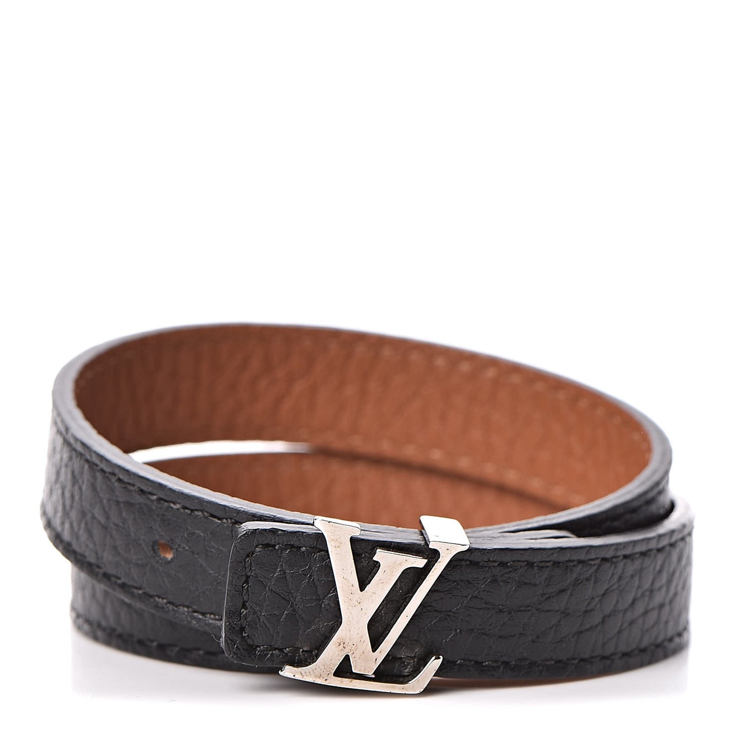 Taurillon LV Initiales Reversible Bracelet Brown Black
