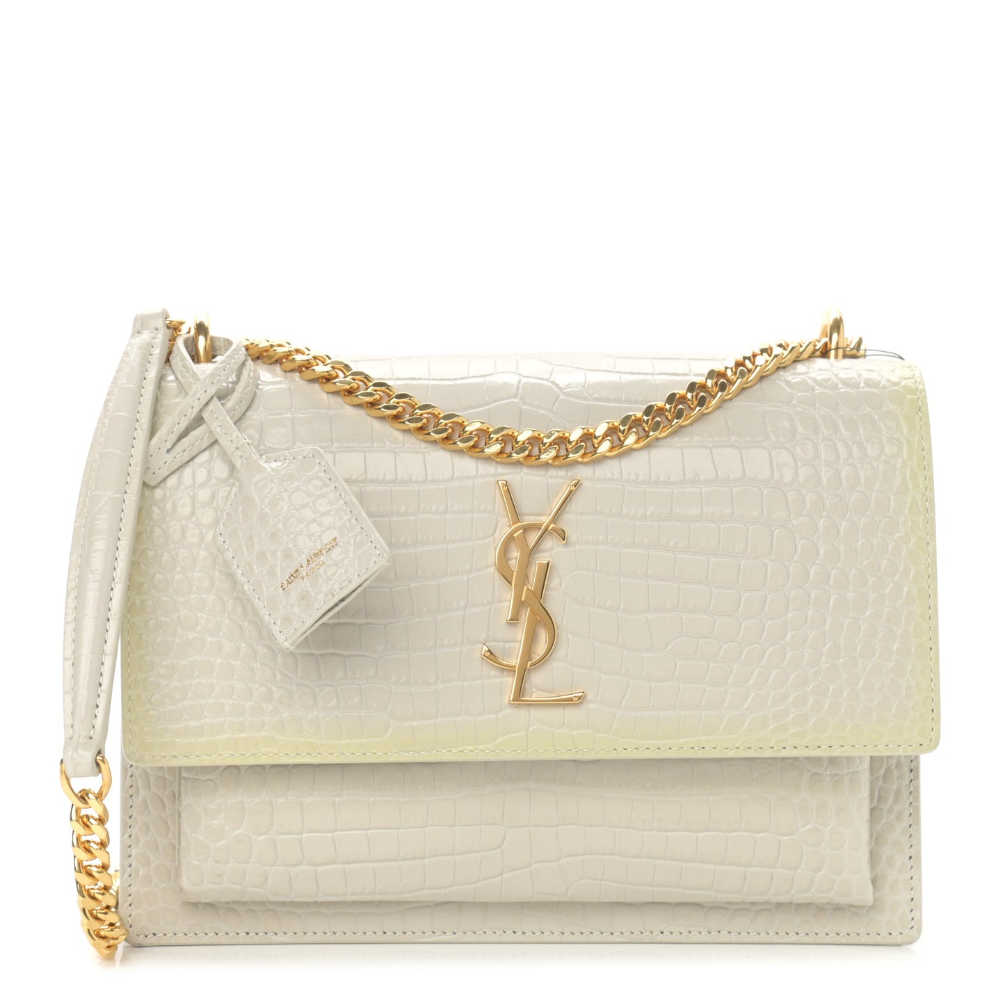 Calfskin Crocodile Embossed Medium Monogram Sunset Blanc Vintage