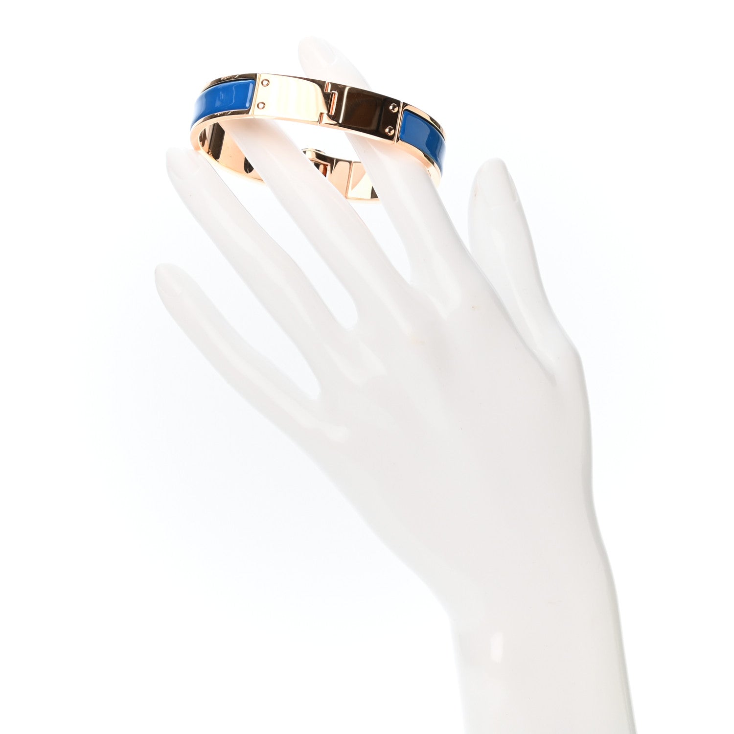 Hermes Enamel Charniere Uni Narrow Hinged Bracelet M Bleu Intense 2 of 5