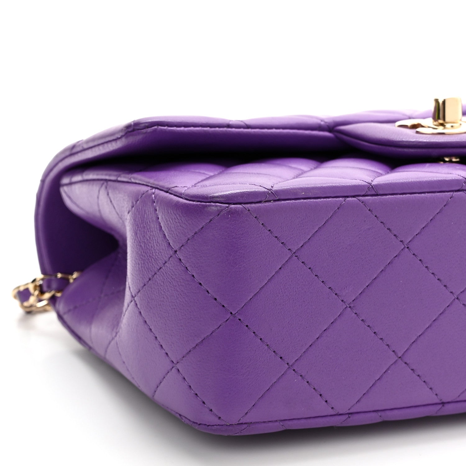 Chanel Lambskin Quilted Mini Top Handle Rectangular Flap Dark Purple 9 of 12
