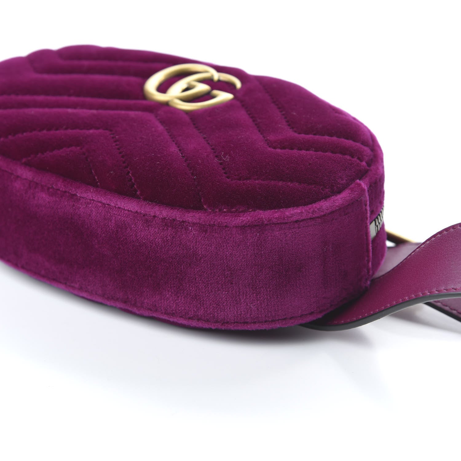 Gucci Velvet Matelasse GG Marmont Belt Bag 85 34 Fuchsia Violet Cyclamen 7 of 10
