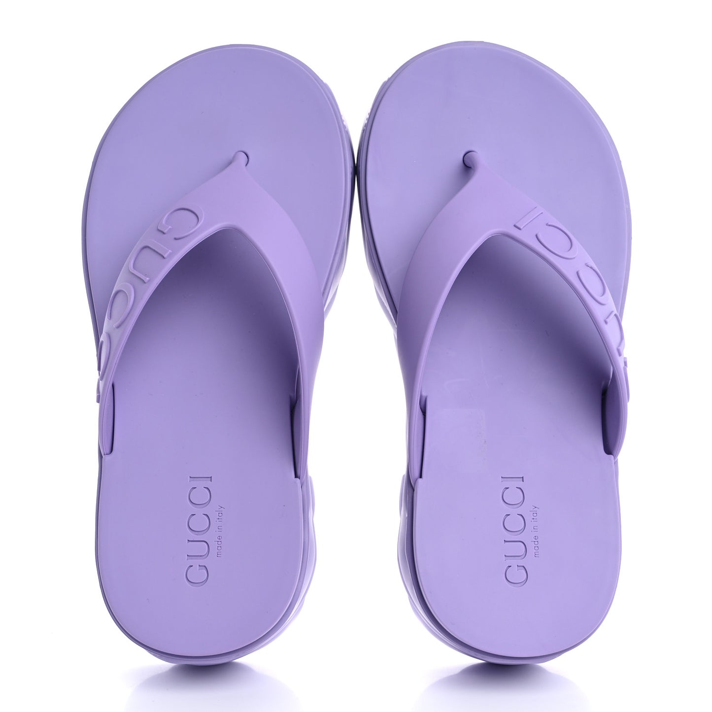 Rubber Chevron Logo Embossed Womens Thong Platform Sandals 37 Lapis