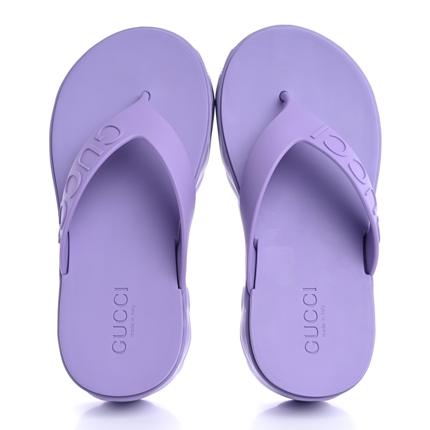 Gucci Rubber Chevron Logo Embossed Womens Thong Platform Sandals 37 Lapis 2 of 9