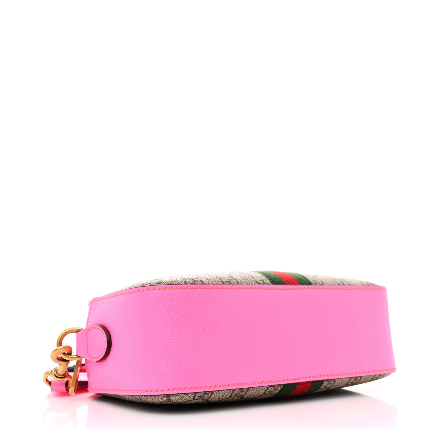Gucci GG Supreme Monogram Textured Dollar Calfskin Web Ophidia Small Crossbody Bag Beige Ebony Fuchsia 4 of 12