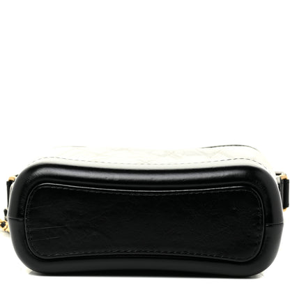 Chanel Aged Calfskin Quilted Small Gabrielle Hobo Black White 10 of 14