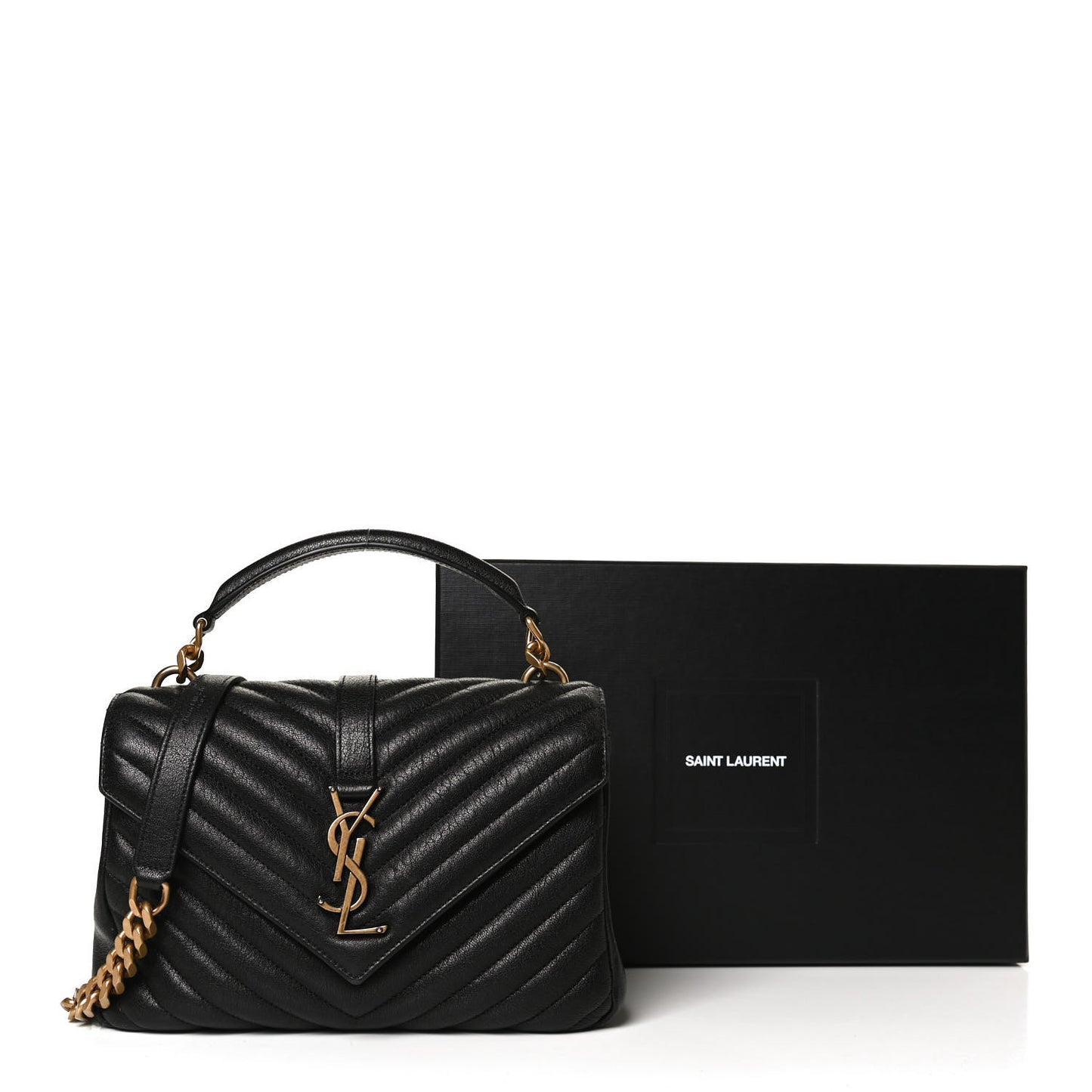 Sheepskin Matelasse Chevron Monogram Medium College Bag Black