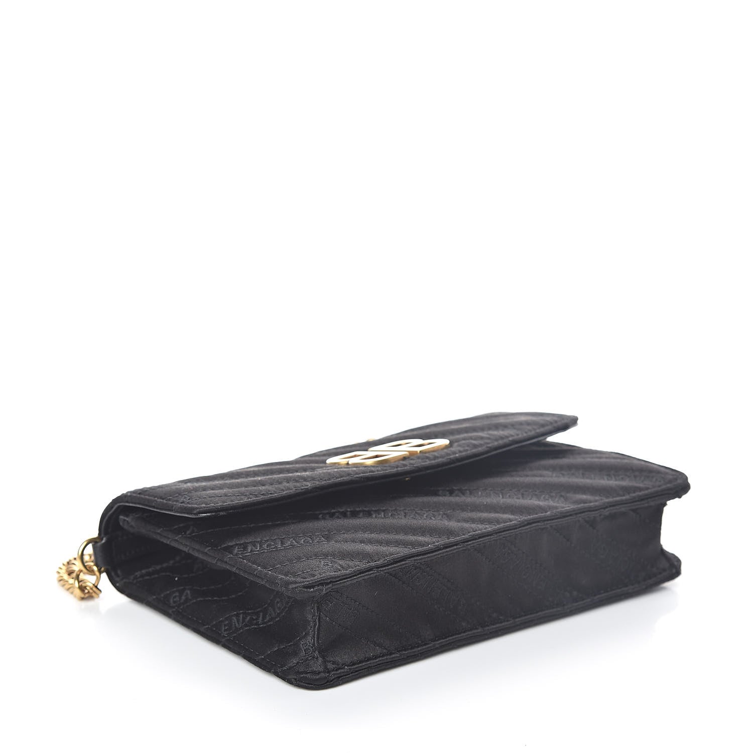 Balenciaga Satin Jacquard Logo Matelasse BB Wallet On Chain Black 4 of 9