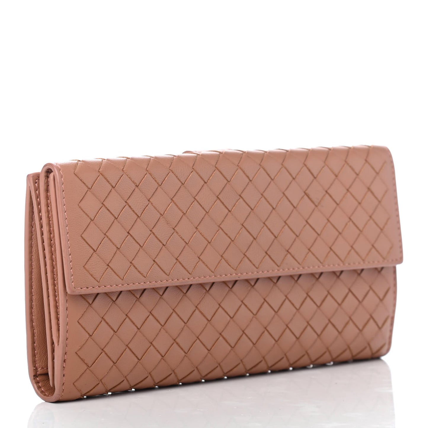 Nappa Intrecciato Continental Wallet Dusty Rose
