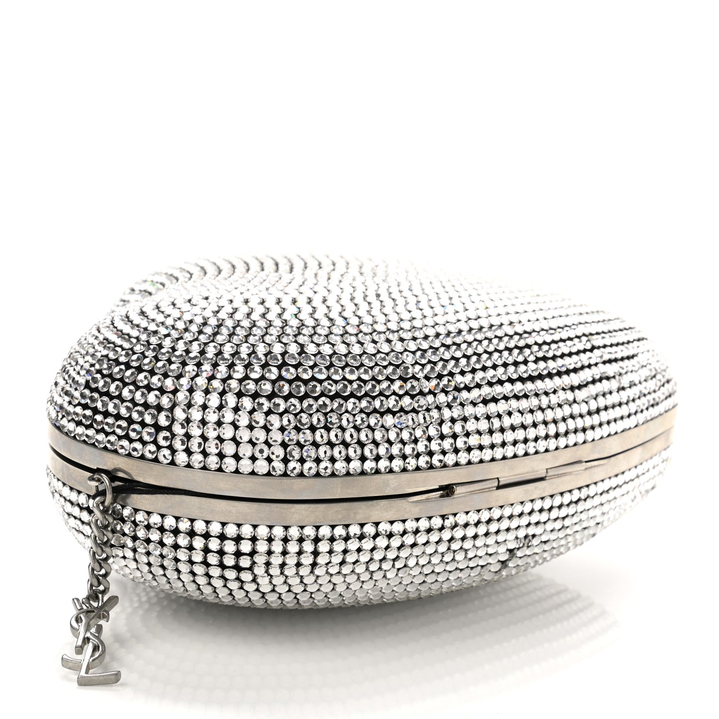 Swarovski Crystal Heart Love Box Clutch Bag Silver