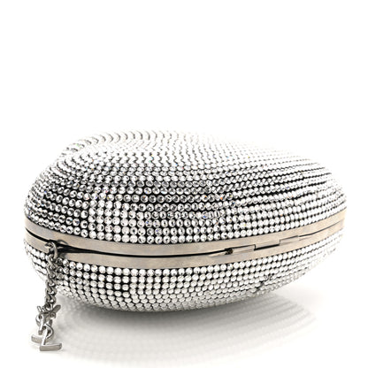 Saint Laurent Swarovski Crystal Heart Love Box Clutch Bag Silver 4 of 6