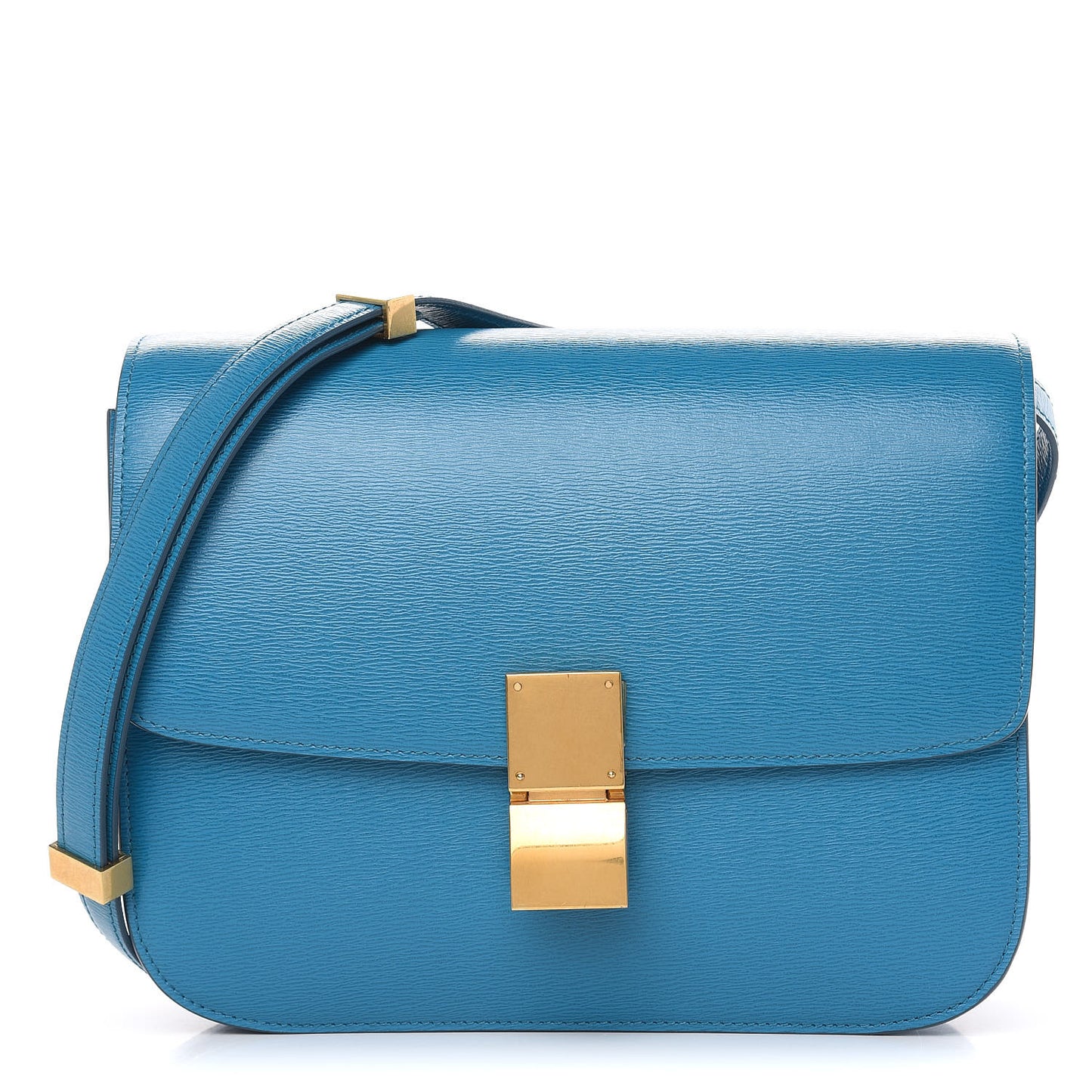 Liege Calfskin Medium Classic Box Flap Bag Turquoise