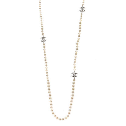 Chanel Graduated Pearl CC Long Necklace Gold 1 of 6