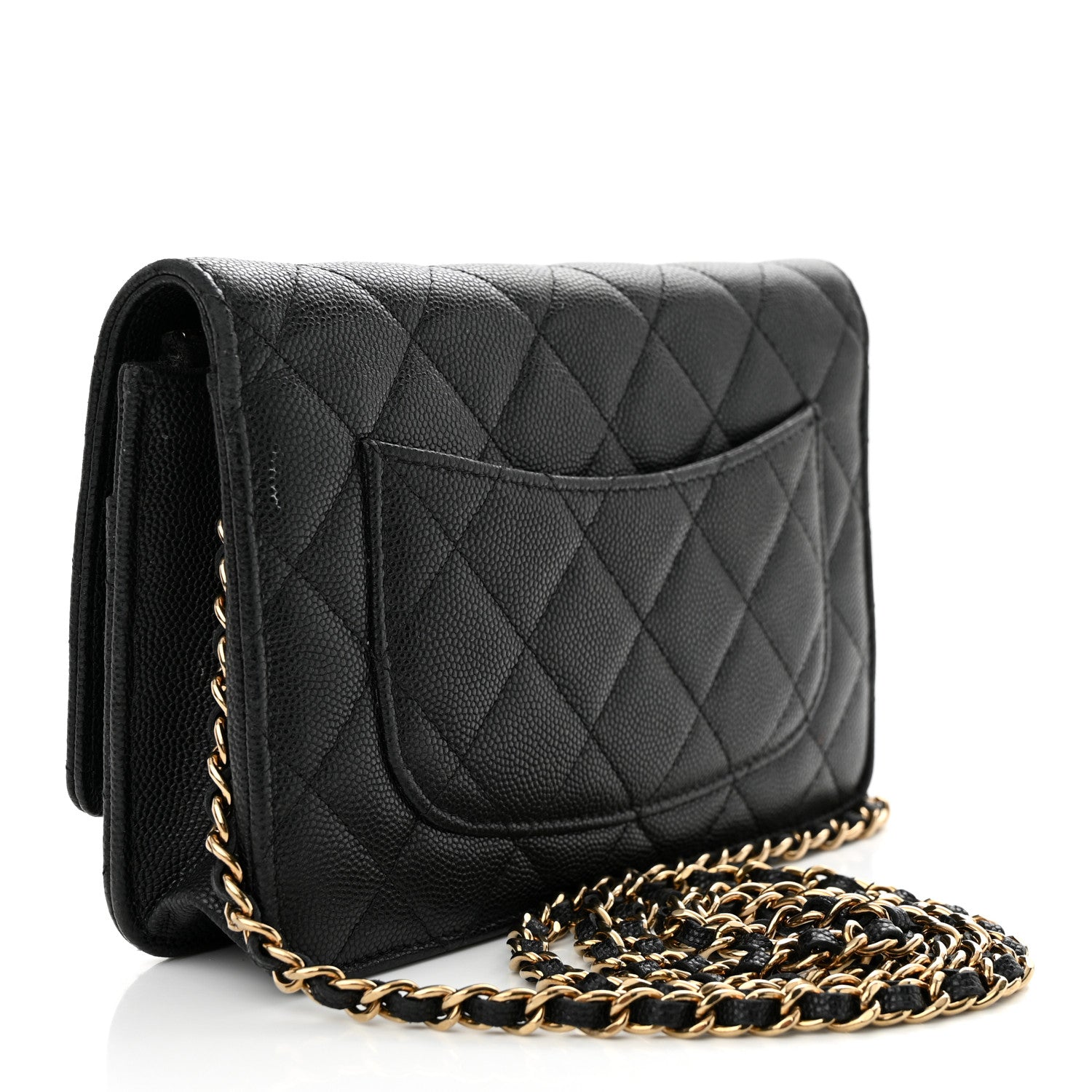 Chanel Caviar Quilted Crystal Enamel CC Wallet On Chain WOC Black 3 of 14