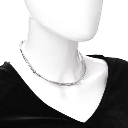 David Yurman Sterling Silver 14K White Gold Diamond Crossover Cable Choker Necklace 2 of 3