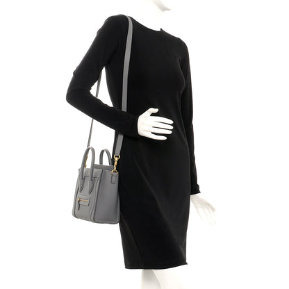 Celine Drummed Calfskin Nano Luggage Kohl 2 of 9