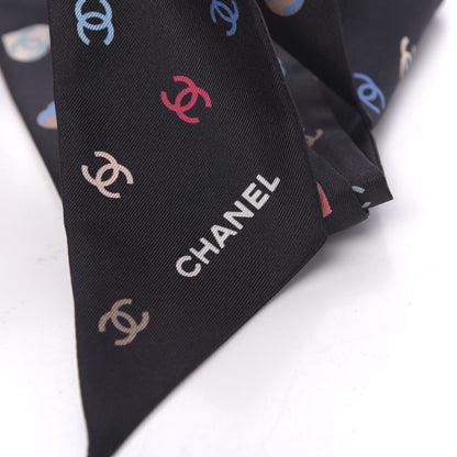 Chanel Silk Heart CC Slim Bandeau Scarf Black 2 of 4