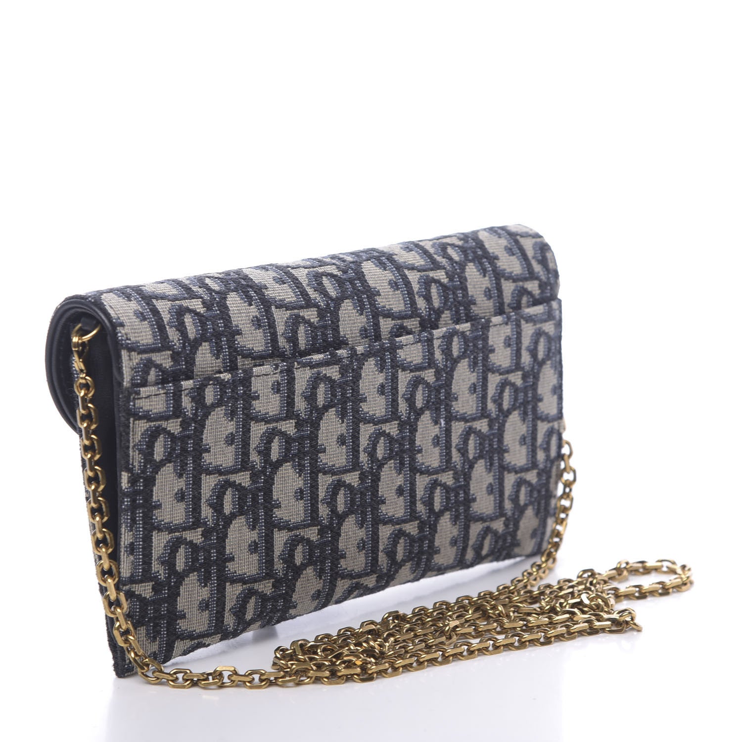 Christian Dior Oblique Saddle Chain Long Wallet Blue 4 of 12