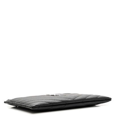 Saint Laurent Grain De Poudre Chevron Monogram Bill Pouch Black 4 of 7