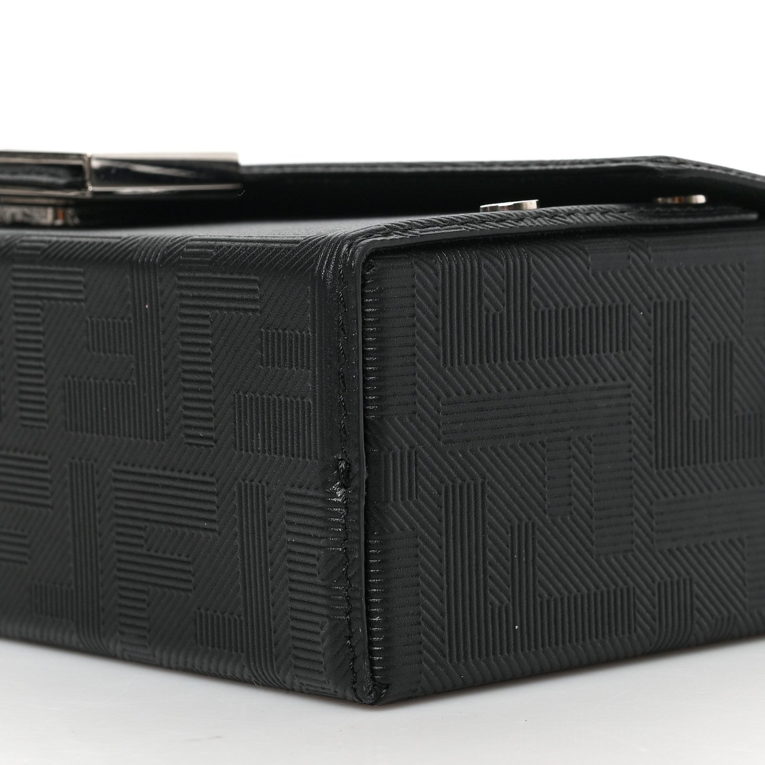 Fendi Vitello King FF Lines Embossed Baguette Soft Trunk Black 14 of 17