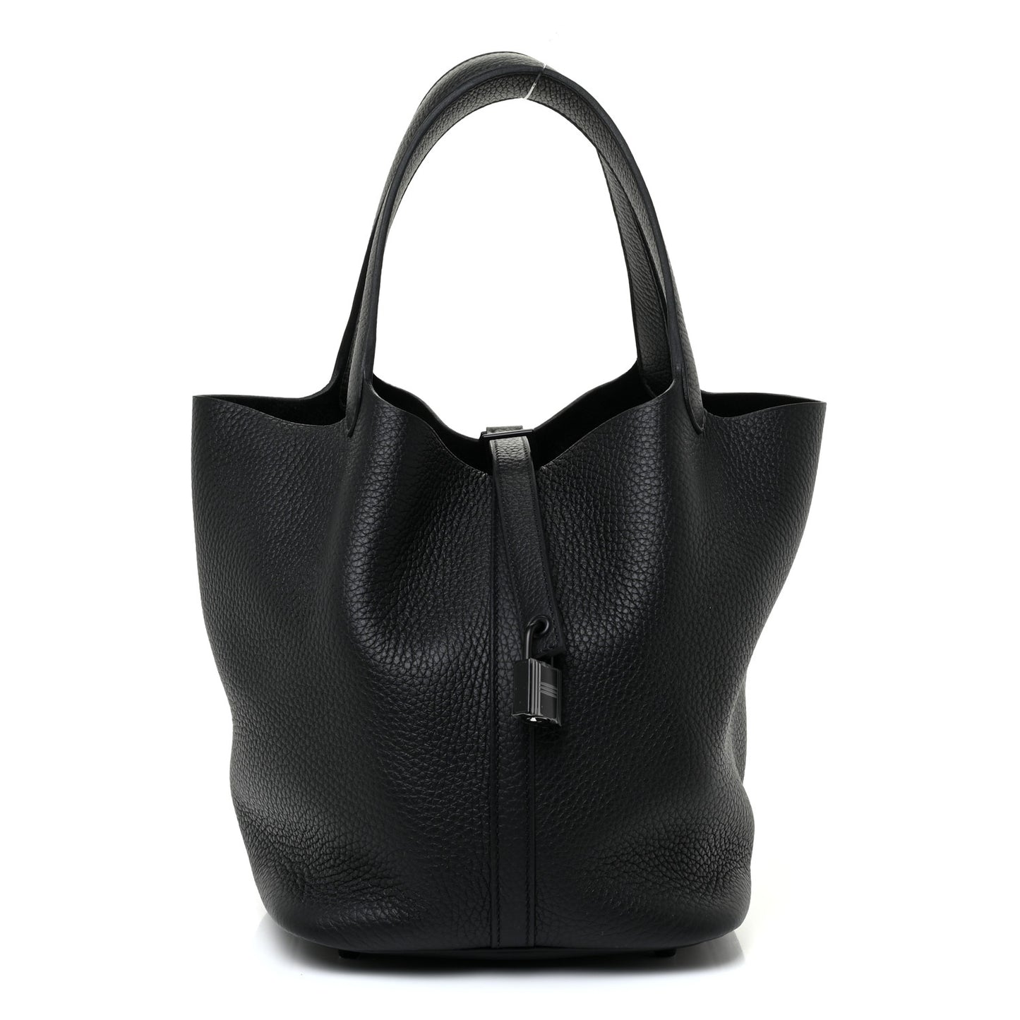 Taurillon Clemence Monochrome Picotin Lock 18 PM Black