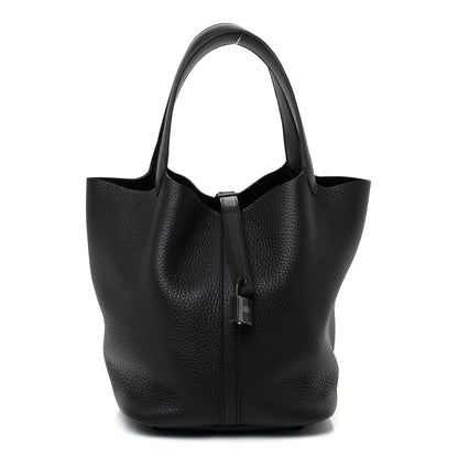 Hermes Taurillon Clemence Monochrome Picotin Lock 18 PM Black 1 of 11