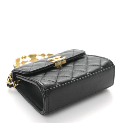 Chanel Lambskin Enamel Quilted Mini Top Handle Flap Black 4 of 9