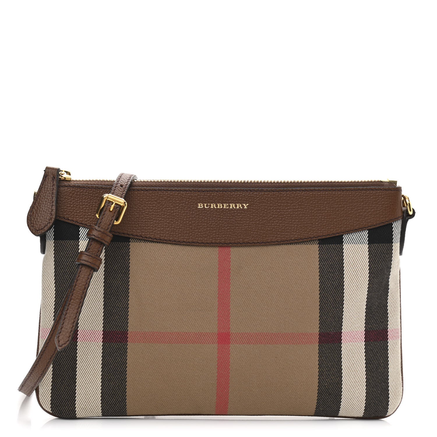 Burberry House Check Derby Peyton Crossbody Clutch Bag Tan 1 of 10