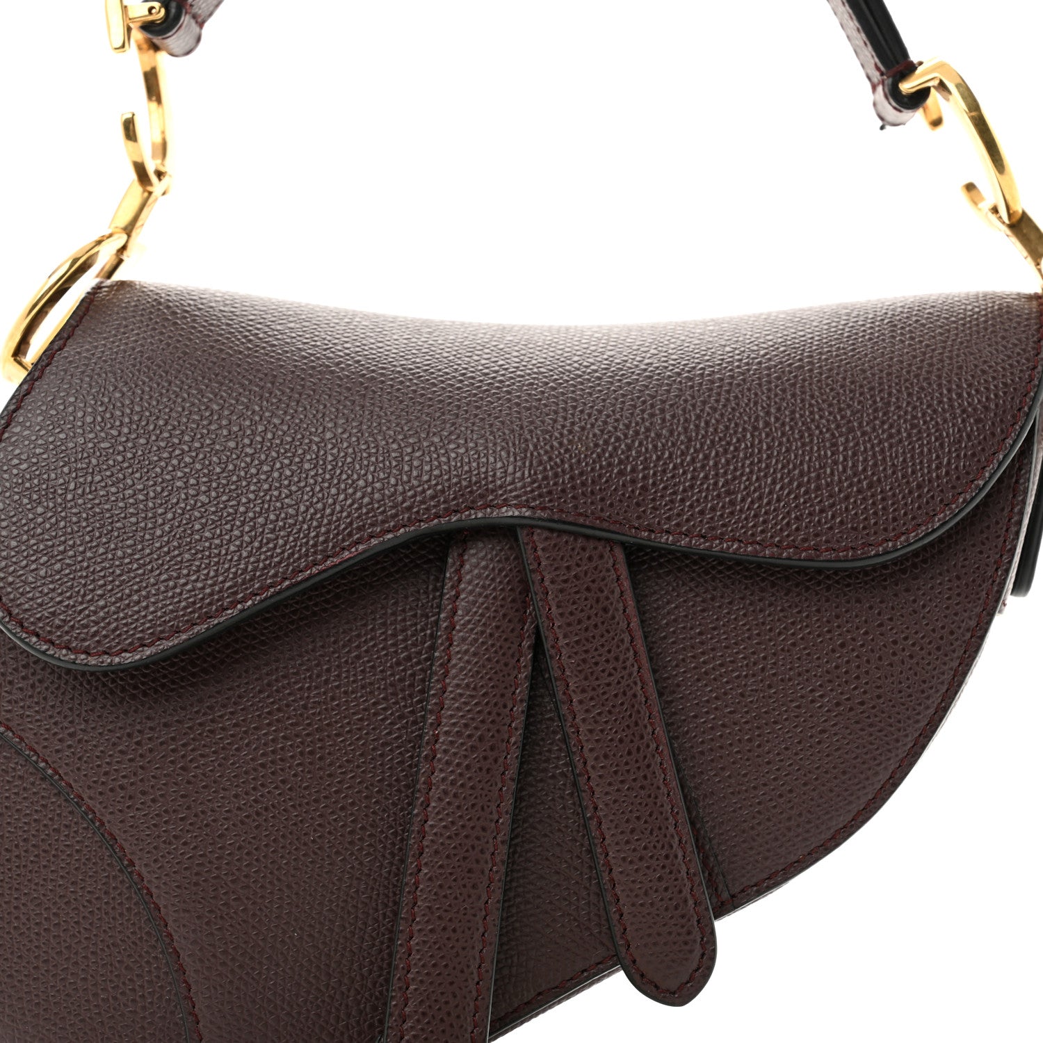 Christian Dior Grained Calfskin Mini Saddle Bag Plum 8 of 12