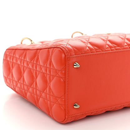Christian Dior Lambskin Cannage Medium Lady Dior Orange 8 of 9