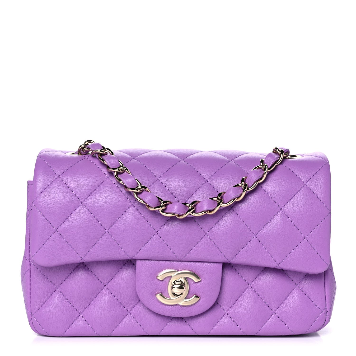 Chanel Lambskin Quilted Mini Rectangular Flap Purple 1 of 12